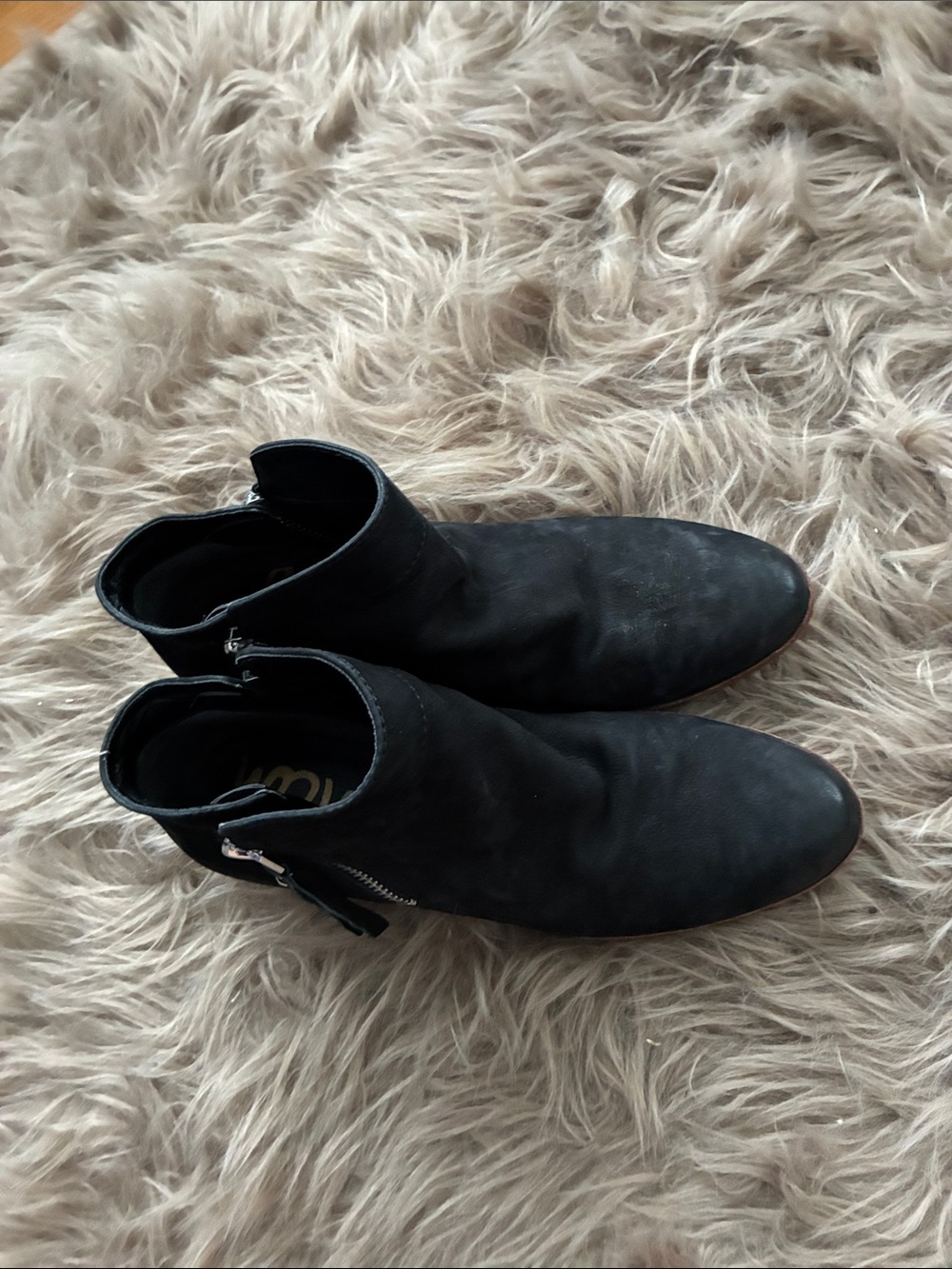Sam Edelman Black Suede Ankle Booties with Side Zip
